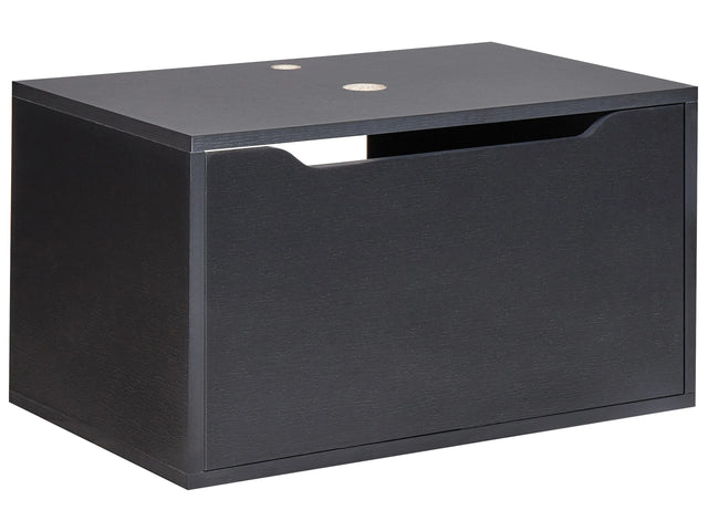 Bathroom Wall Mounted Washbasin Cabinet Black Particle Board Pre-Cut Holes for Basin Beliani