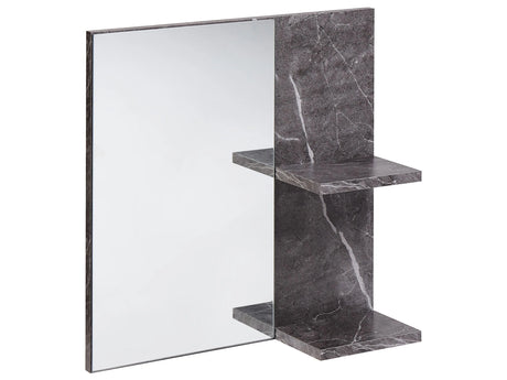 Mirror with Shelves Black Particle Board Modern Bathroom Storage Beliani