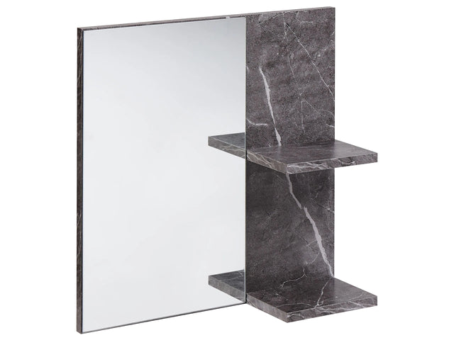 Mirror with Shelves Black Particle Board Modern Bathroom Storage Beliani