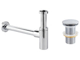 Basin Bottle Trap with Click Clack Waste Silver Brass and Stainless Steel for Bathroom Basin Beliani