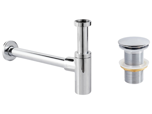 Basin Bottle Trap with Click Clack Waste Silver Brass and Stainless Steel for Bathroom Basin Beliani