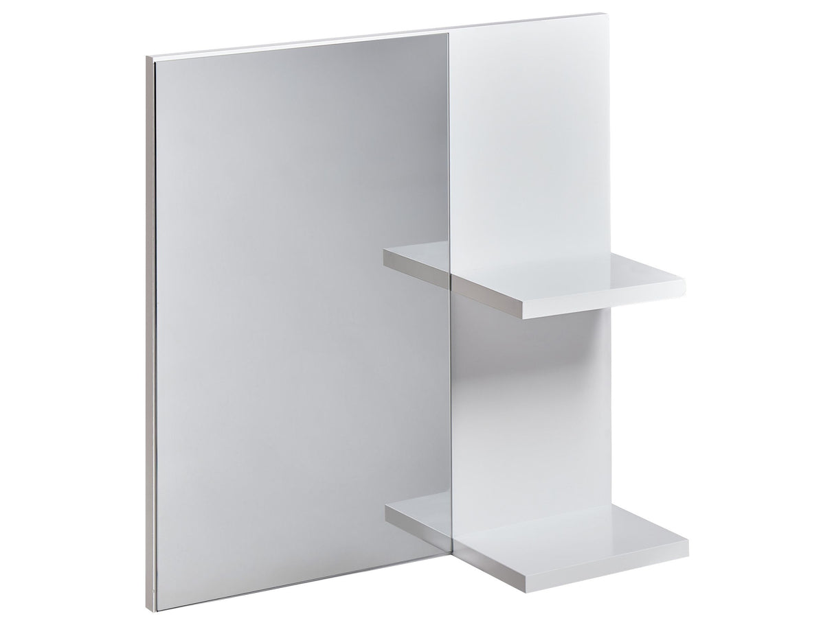 Mirror with Shelves White Particle Board Modern Bathroom Storage Beliani