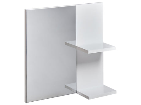 Mirror with Shelves White Particle Board Modern Bathroom Storage Beliani