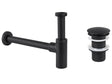 Basin Bottle Trap with Click Clack Waste Black Brass and Stainless Steel for Bathroom Basin Beliani