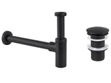 Basin Bottle Trap with Click Clack Waste Black Brass and Stainless Steel for Bathroom Basin Beliani