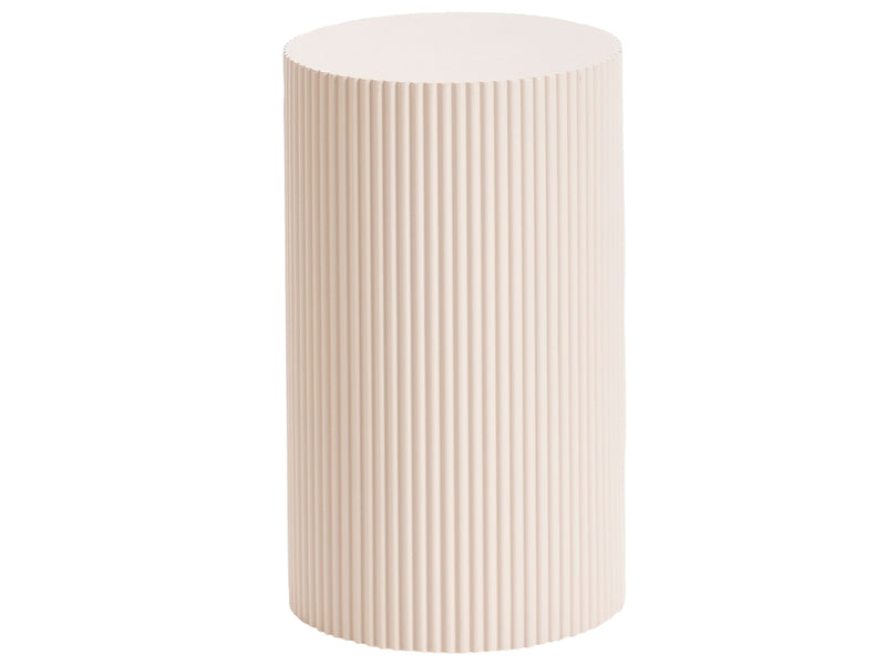 Side Table Off-White MDF Fluted Design Base  30 cm Modern Design Living Room Beliani