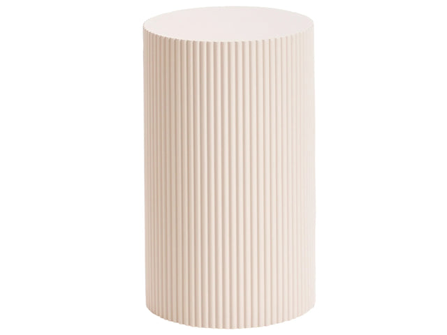 Side Table Off-White MDF Fluted Design Base  30 cm Modern Design Living Room Beliani