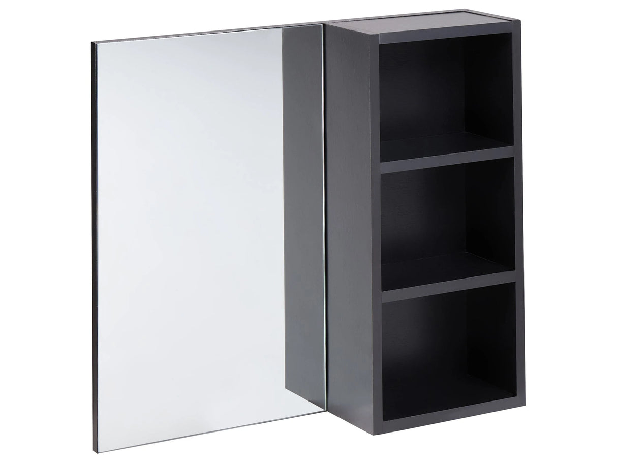 Bathroom Wall Mounted Cabinet with Mirrored Cupboard Black Particle Board  Melamine Finish Beliani