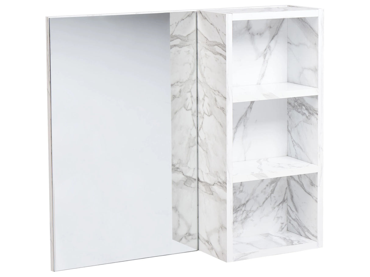 Bathroom Wall Mounted Cabinet with Mirrored Cupboard White Particle Board Marble Effect Melamine Finish Beliani