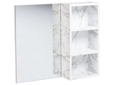 Bathroom Wall Mounted Cabinet with Mirrored Cupboard White Particle Board Marble Effect Melamine Finish Beliani