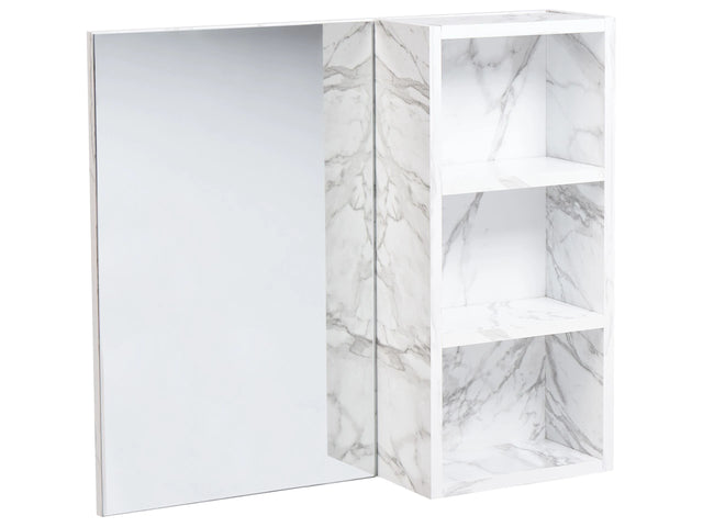 Bathroom Wall Mounted Cabinet with Mirrored Cupboard White Particle Board Marble Effect Melamine Finish Beliani