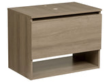 Bathroom Wall Mounted Washbasin Cabinet Light Brown Particle Board Pre-Cut Holes for Basin Beliani
