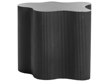 Side Table Black MDF Irregular Fluted Design Base 40 x 50 cm Modern Design Living Room Beliani