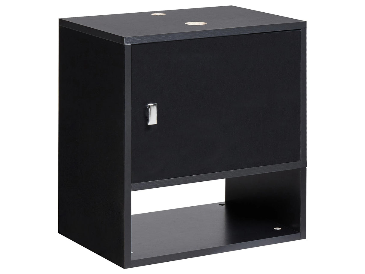 Bathroom Wall Mounted Washbasin Cabinet Black Particle Board Pre-Cut Holes for Basin Beliani