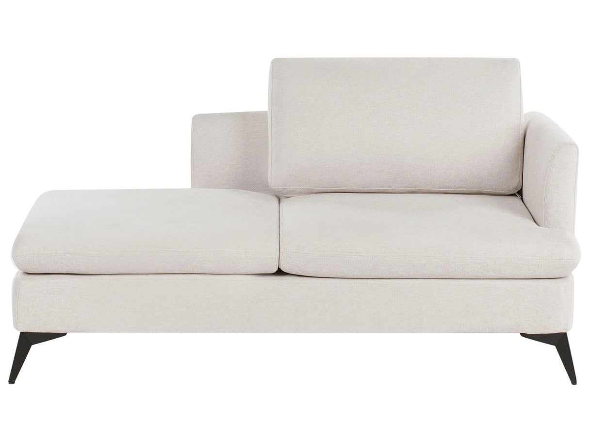 Chaise Lounge Light Beige Right Hand Polyester Fabric Upholstery with Decorative Cushion Metal Legs Modern Design Living Room Beliani