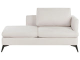 Chaise Lounge Light Beige Right Hand Polyester Fabric Upholstery with Decorative Cushion Metal Legs Modern Design Living Room Beliani