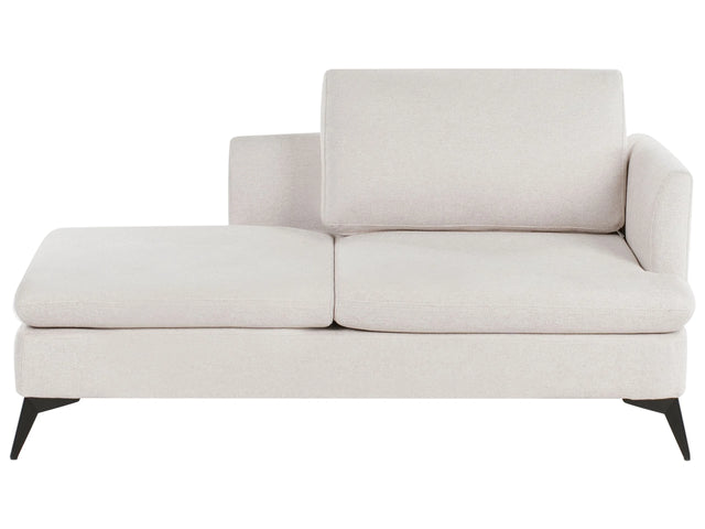 Chaise Lounge Light Beige Right Hand Polyester Fabric Upholstery with Decorative Cushion Metal Legs Modern Design Living Room Beliani