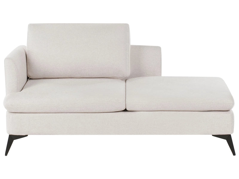 Chaise Lounge Light Beige Left Hand Polyester Fabric Upholstery with Decorative Cushion Metal Legs Modern Design Living Room Beliani