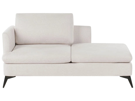 Chaise Lounge Light Beige Left Hand Polyester Fabric Upholstery with Decorative Cushion Metal Legs Modern Design Living Room Beliani