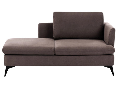 Chaise Lounge Brown Right Hand Polyester Fabric Upholstery with Decorative Cushion Metal Legs Modern Design Living Room Beliani