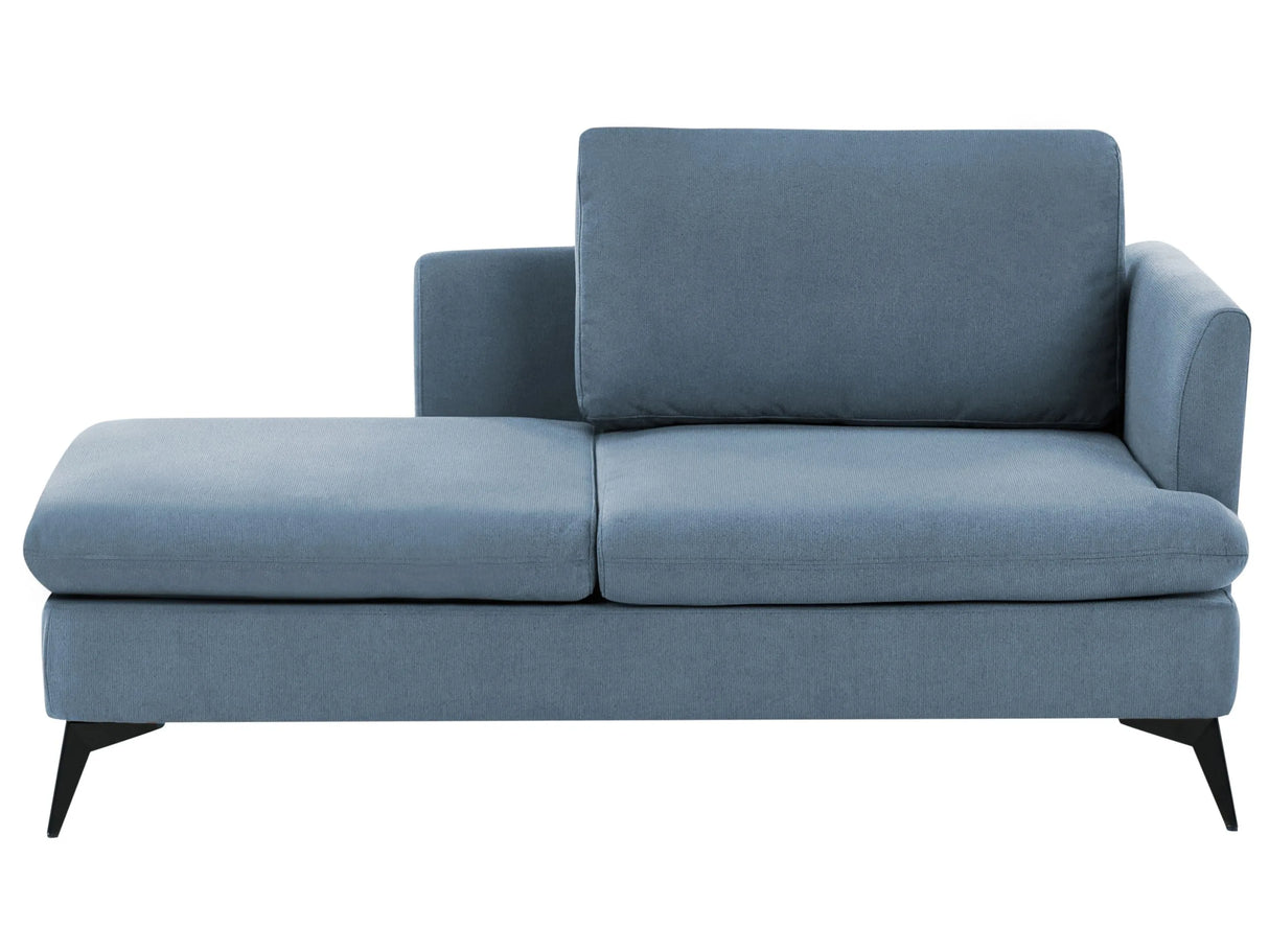 Chaise Lounge Blue Right Hand Polyester Fabric Upholstery with Decorative Cushion Metal Legs Modern Design Living Room Beliani
