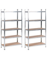 Set of 2 Shelf Metal Silver Outdoor Indoor Garden Garage Modern Design 5 Shelves Freestanding Garden Storage Beliani