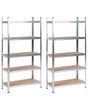 Set of 2 Shelf Metal Silver Outdoor Indoor Garden Garage Modern Design 5 Shelves Freestanding Garden Storage Beliani