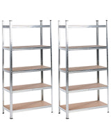 Set of 2 Shelf Metal Silver Outdoor Indoor Garden Garage Modern Design 5 Shelves Freestanding Garden Storage Beliani