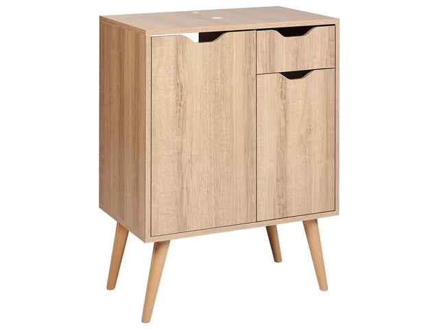 Washbasin Cabinet White MDP 60 x 80 cm Bathroom Storage with Shelf Beliani