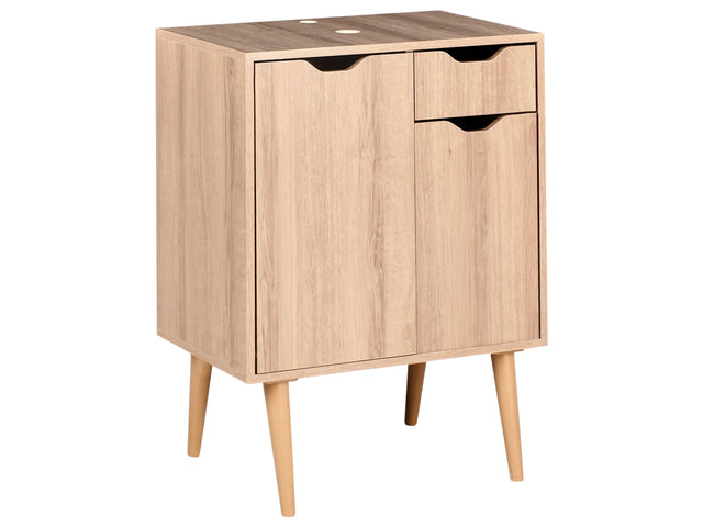 Washbasin Cabinet White MDP 60 x 80 cm Bathroom Storage with Shelf Beliani