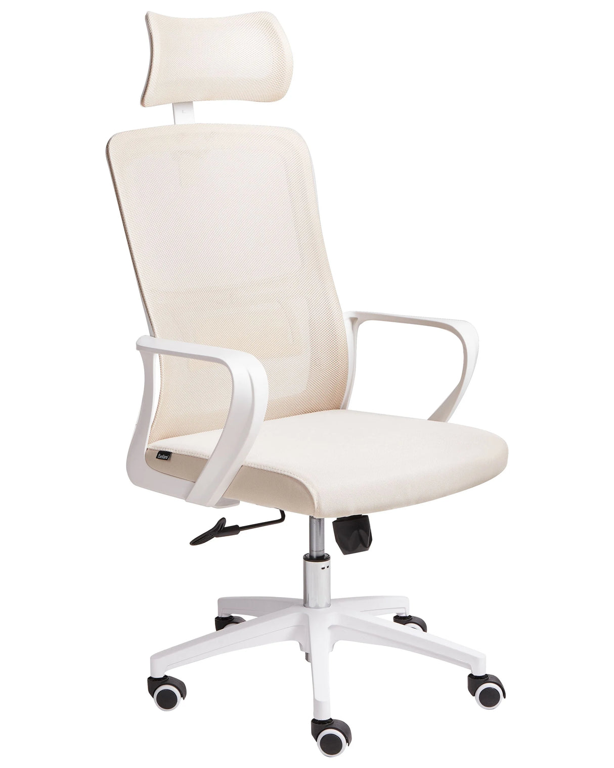 Office Chair Beige Mesh Swivel Base Adjustable Height Headrest Home Office Beliani