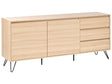 2 Door Sideboard Light Brown Particle Board 2 Storage Drawers Minimalist Design Bedroom Beliani