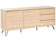 2 Door Sideboard Light Brown Particle Board 2 Storage Drawers Minimalist Design Bedroom Beliani