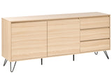 2 Door Sideboard Light Brown Particle Board 2 Storage Drawers Minimalist Design Bedroom Beliani