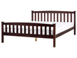 Bed Frame Pine Dark Brown 160 x 200 cm EU King Size 5ft3 Slatted Base Natural Bedroom Furniture Beliani