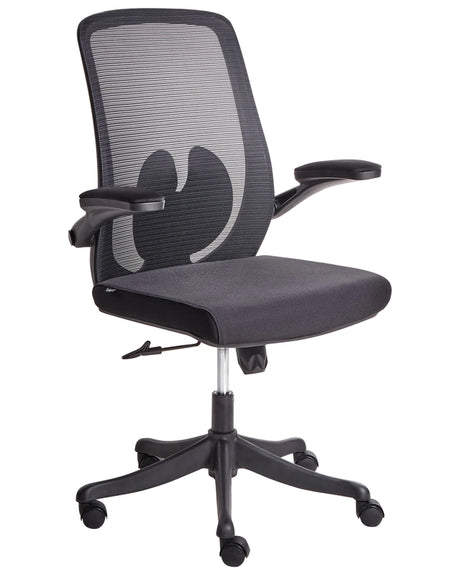 Office Chair Black Mesh Swivel Base Adjustable Height Lift-Up Armrests Home Office Modern Beliani