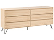 Chest of Drawers Light Brown Particle Board 6 Storage Drawers 160 x 40 cm Minimalist Design Bedroom Beliani