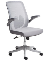 Office Chair Grey Mesh Swivel Base Adjustable Height Lift-Up Armrests Home Office Modern Beliani