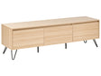TV Stand Light Brown Particle Board 150 cm 3 Shelves Minimalist Design Living Room Beliani