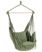 Hanging Hammock Chair Green Cotton and Polyester Swing Seat Indoor Outdoor Boho Style Beliani