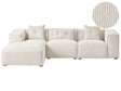 Right Hand Corner Sofa Off-White Corduroy Upholstery 3 Seater Extra Scatter Cushions Modern Living Room Beliani