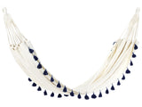 Garden Hammock Beige with Dark Blue Cotton and Polyester Swing Seat Indoor Outdoor Boho Style Beliani