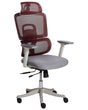 Office Chair Dark Red and Grey Mesh Upholstery Adjustable Armrests and Headrest Sliding Seat Height Adjustment Swivel Base Tilting Backrest Beliani