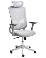 Office Chair Grey Mesh Upholstery Adjustable Armrests and Headrest Seat Height Adjustment Swivel Base Tilting Backrest Beliani