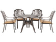 Garden Dining Set Brown Aluminium Outdoor Table 4 Chairs Seat Cushions Retro Style Beliani