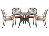 Garden Dining Set Brown Aluminium Outdoor Table 4 Chairs Seat Cushions Retro Style Beliani