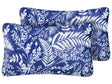 Set of 2 Outdoor Throw Cushions Blue Polyester 30 x 50 cm Plant Pattern Garden Accessory Beliani