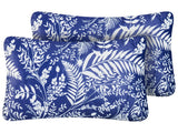Set of 2 Outdoor Throw Cushions Blue Polyester 30 x 50 cm Plant Pattern Garden Accessory Beliani