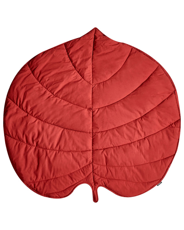 Kids Playmat Red Cotton Cover Leaf Shaped Quilted 110 x 110 cm Nursery Children Room Accessory Beliani