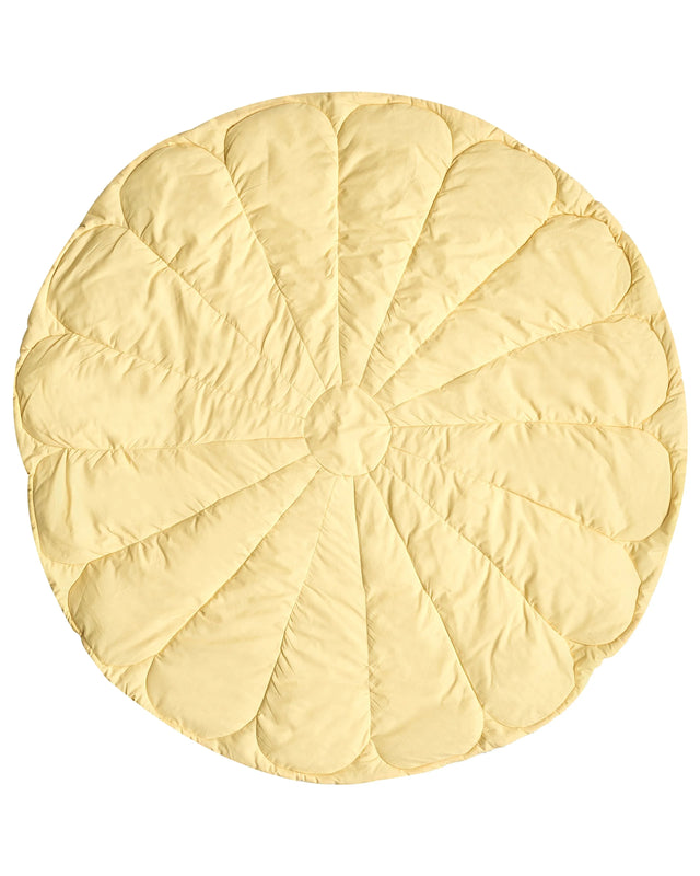 Kids Playmat Yellow Cotton Cover Flower Shaped Quilted 110 x 110 cm Nursery Children Room Accessory Beliani